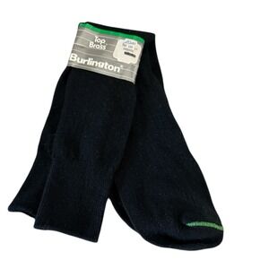 Burlington Top Brass Cotton Crew Black Socks Made In USA Size 10-13 Vintage